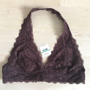 Free People Lace Galoon Bralette L Brown NWT